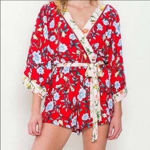 NWOT Flying Tomato red floral romper